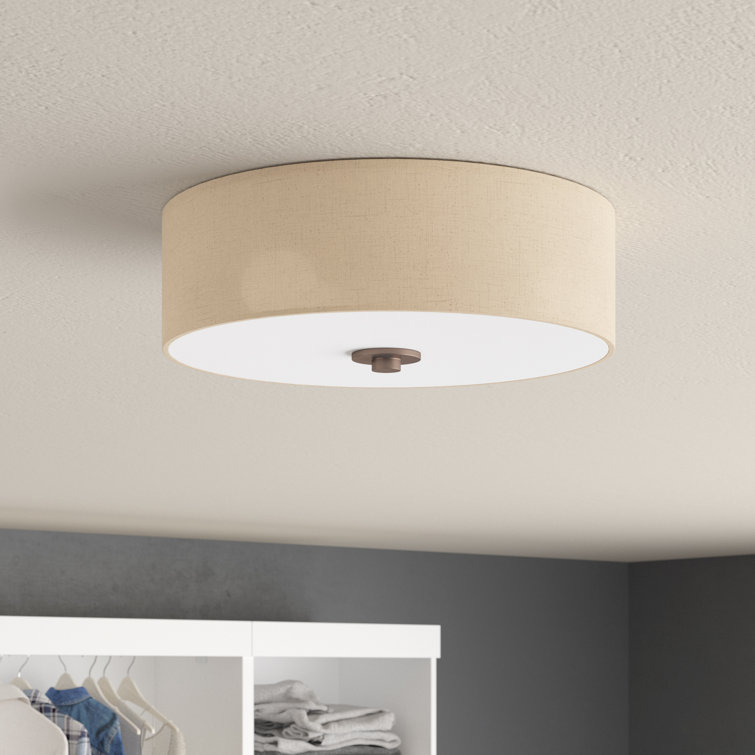 Dark Bronze and Cream LED Drum Flush Mount Ceiling Light