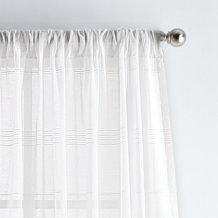 White Sheer Rod Pocket Twin Curtain Panels, 50" x 95"