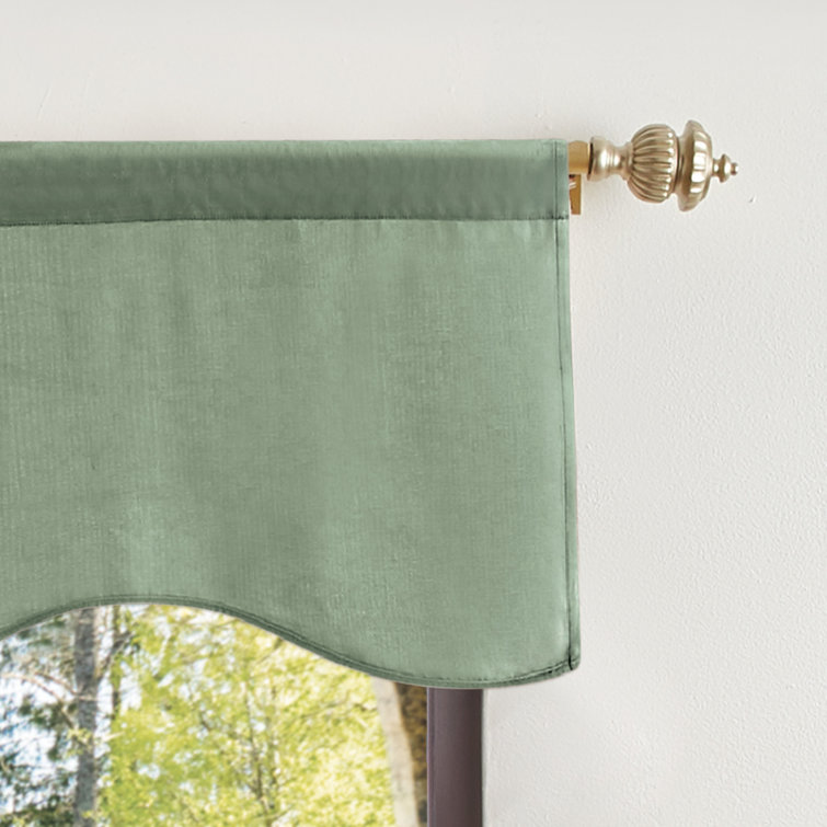 Lucca Green Velvet Scalloped 50" Window Valance