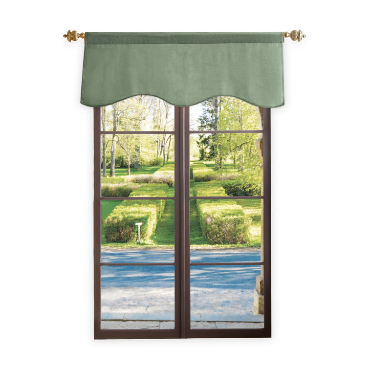 Lucca Green Velvet Scalloped 50" Window Valance