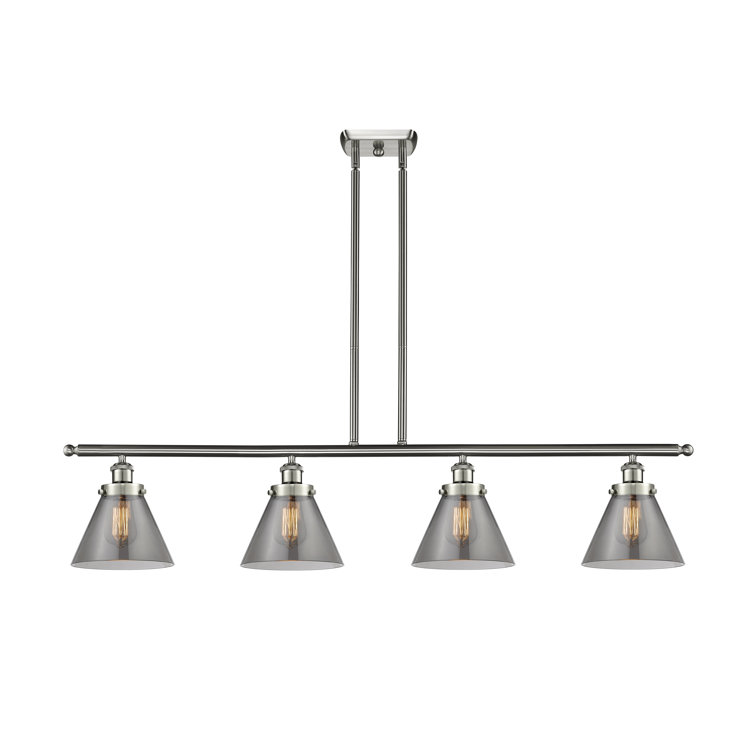 Satin Nickel Coastal Farmhouse 4-Light Kitchen Island Pendant
