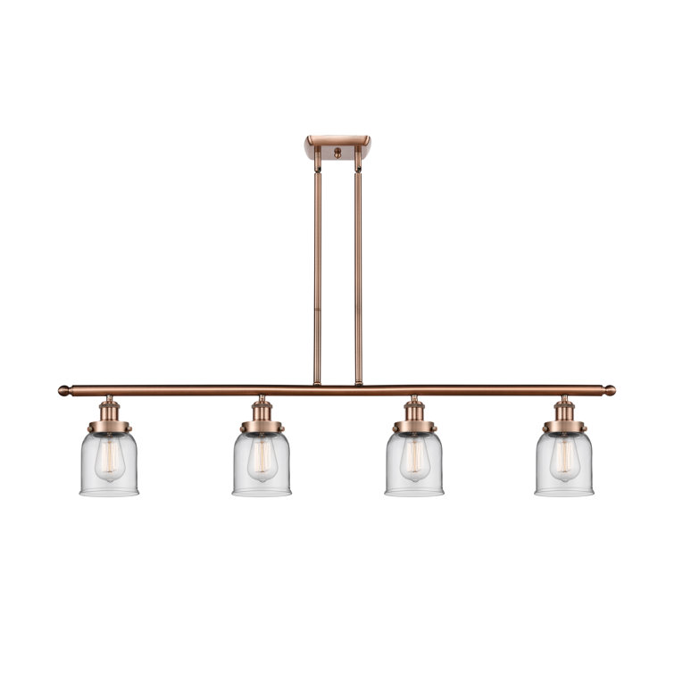 Antique Copper 48" Glass Bell Shade Kitchen Island Pendant
