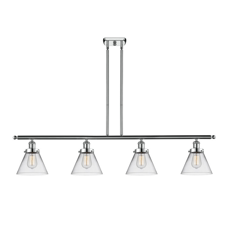 Coastal Farmhouse 4-Light Clear Glass & Polished Chrome Island Pendant