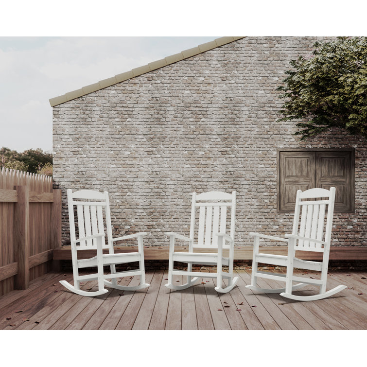 White Recycled Plastic Presidential Rocking Chair with Arms