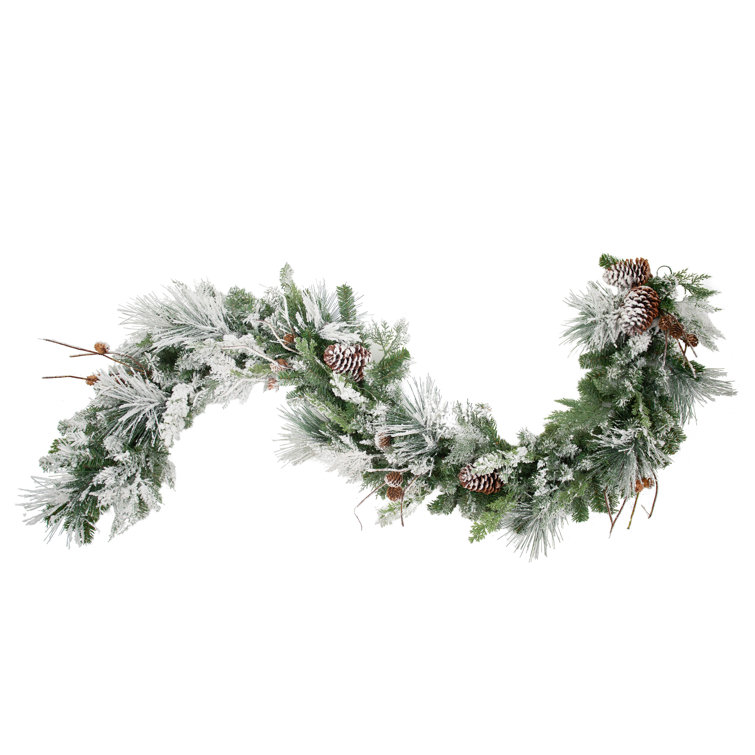 6ft Pre-Lit Snowy Pine Outdoor Christmas Garland with LED Lights