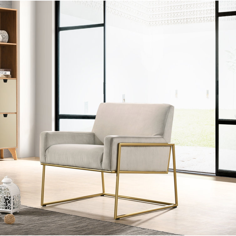 Milano Abalone Gray Velvet & Gold Steel Lounge Chair