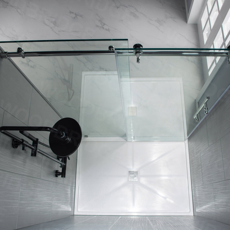 60" x 76" Frameless Sliding Shower Door with Chrome Finish