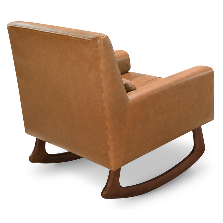 Sleepytime Tan Vegan Leather & Walnut Nursery Rocker