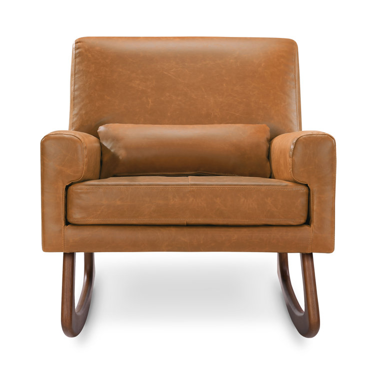 Sleepytime Tan Vegan Leather & Walnut Nursery Rocker