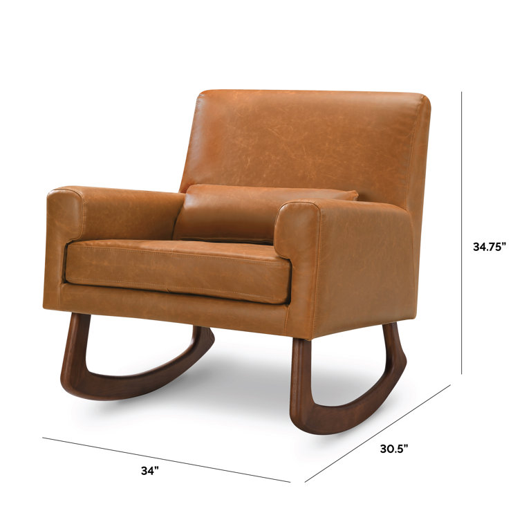 Sleepytime Tan Vegan Leather & Walnut Nursery Rocker