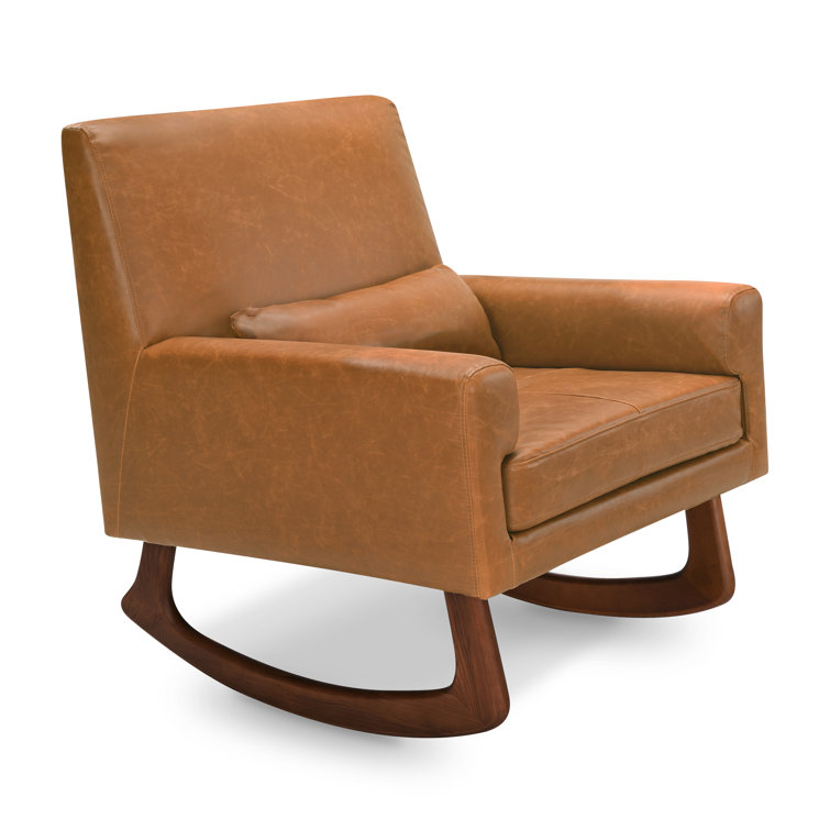 Sleepytime Tan Vegan Leather & Walnut Nursery Rocker