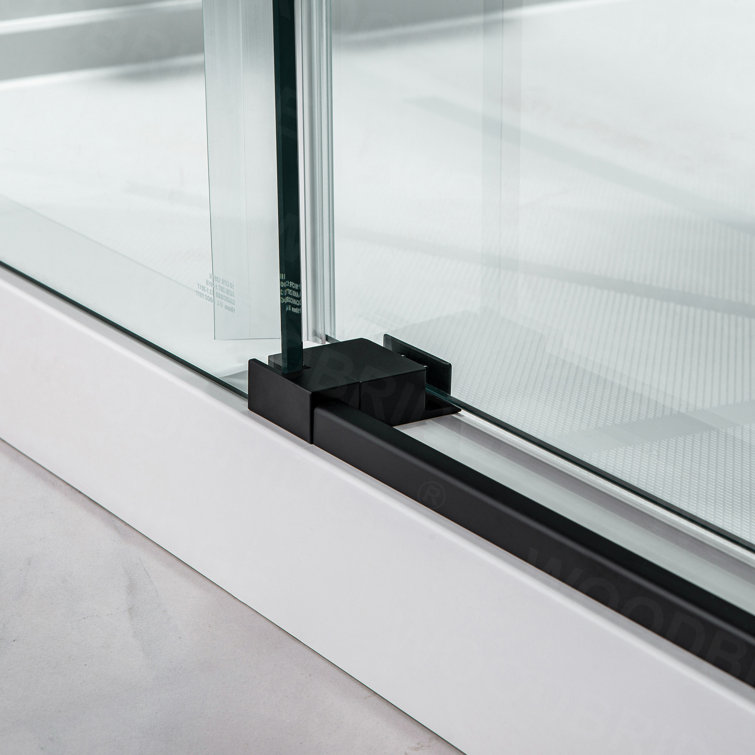 Matte Black Frameless Sliding Shower Door with Clear Tempered Glass