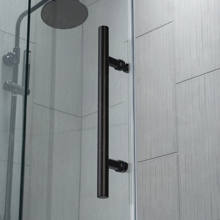Matte Black Frameless Sliding Shower Door with Clear Tempered Glass