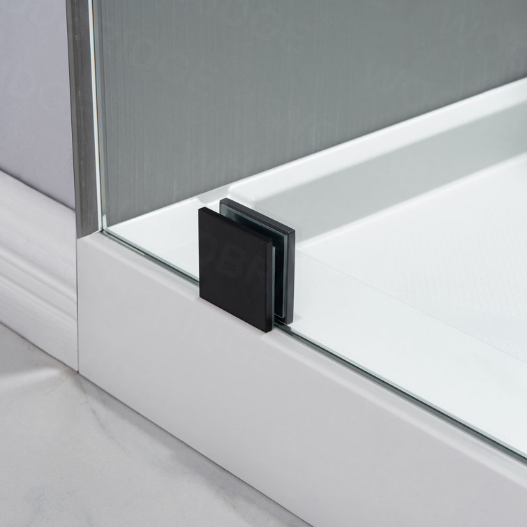 Matte Black Frameless Sliding Shower Door with Clear Tempered Glass