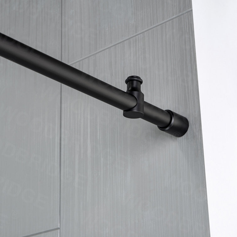 Matte Black Frameless Sliding Shower Door with Clear Tempered Glass