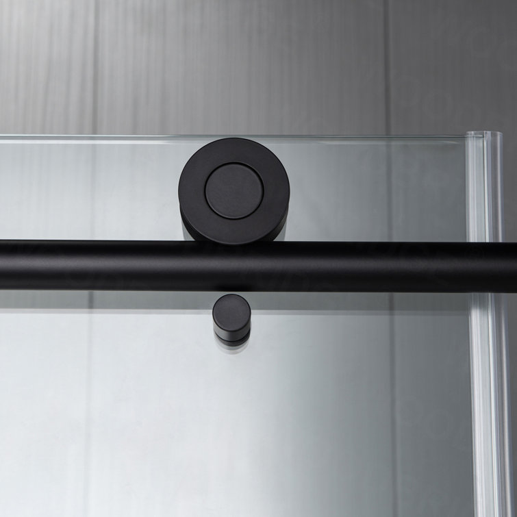 Matte Black Frameless Sliding Shower Door with Clear Tempered Glass