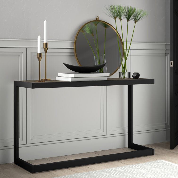 Erina 52'' Distressed Gray Acacia Wood and Metal Console Table