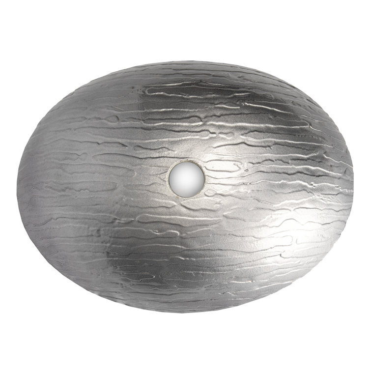 Silver and Black Textured Glass Oval Bathroom Sink