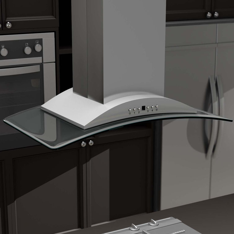 36" Stainless Steel and Glass Convertible Island Range Hood