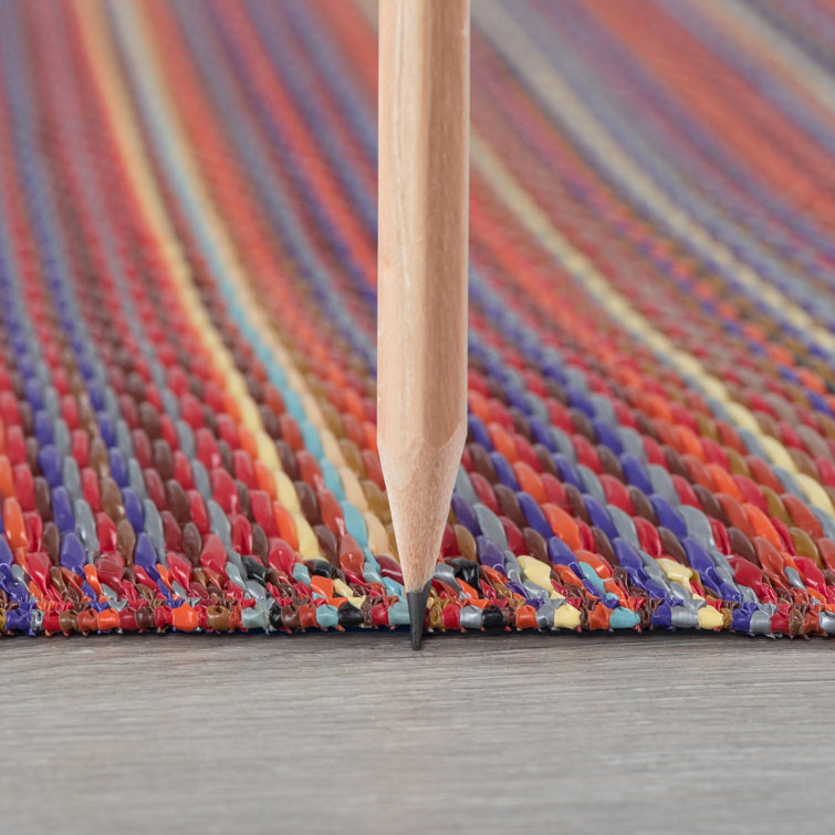 Sunset Stripe Red and Gray Synthetic 5' x 7' Area Rug