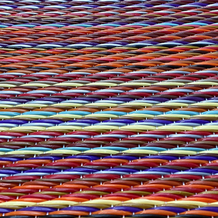Sunset Stripe Red and Gray Synthetic 5' x 7' Area Rug