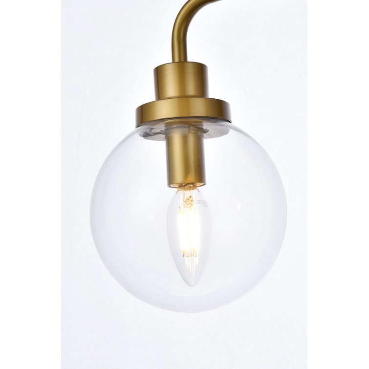 Elegant Hanson Brass 2-Light Bath Sconce with Clear Round Shade