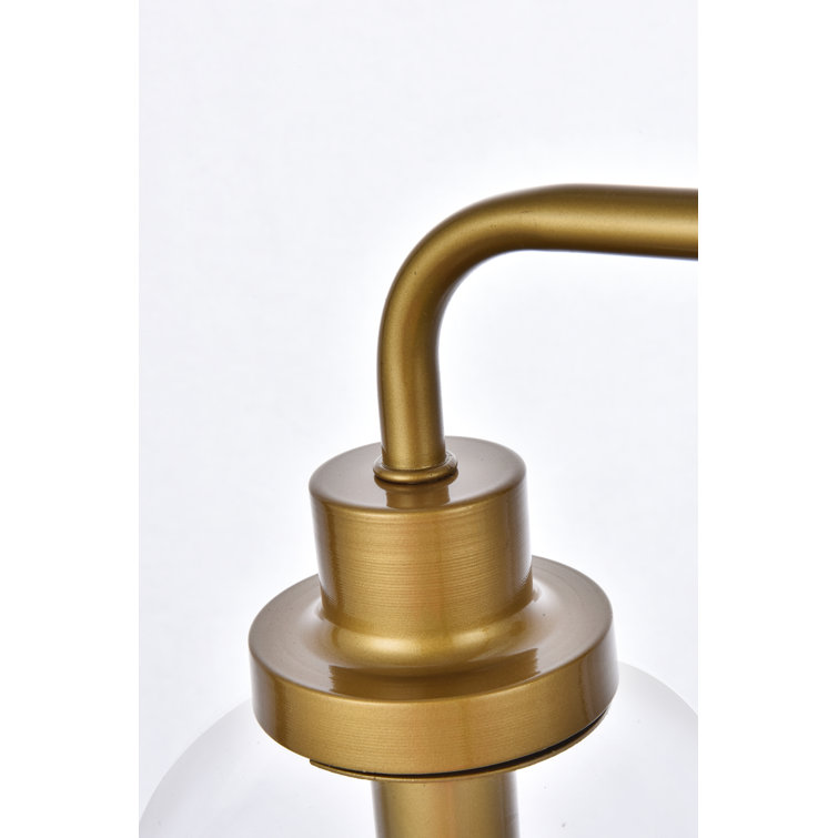 Elegant Hanson Brass 2-Light Bath Sconce with Clear Round Shade
