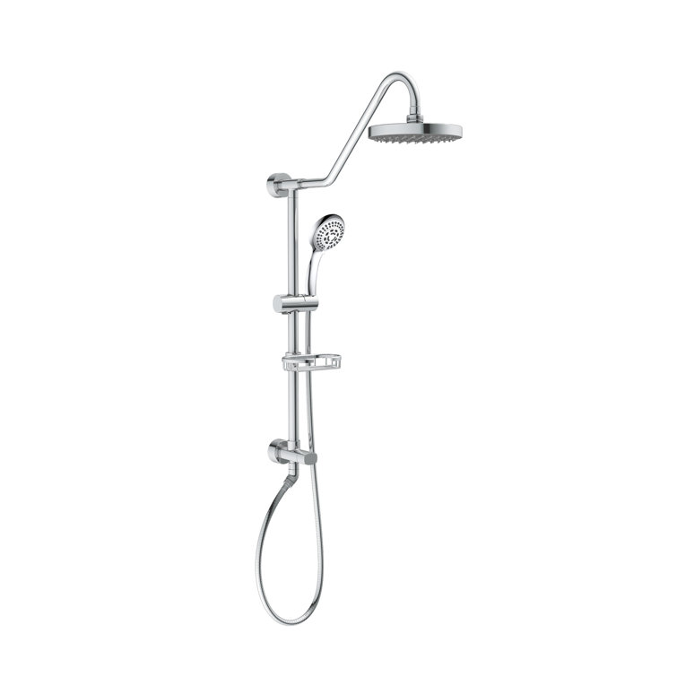 Chrome Adjustable Height Rain Shower System with Handheld