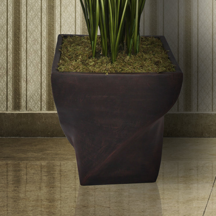 17.5'' Square Black/Bronze Fiberstone Indoor/Outdoor Planter