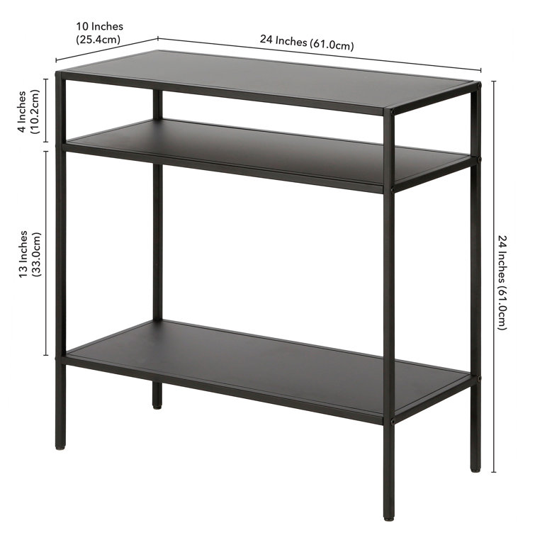 Blackened Bronze Rectangular Stainless Steel End Table with Shelves
