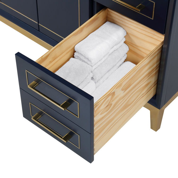 Gracie Pacific Blue 48" Single Bathroom Vanity with Carrara Marble Top