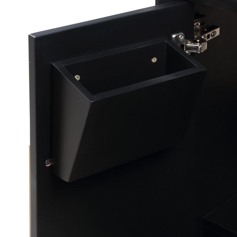Midnight Black and White Quartz 48'' Bathroom Vanity with Brass Accents