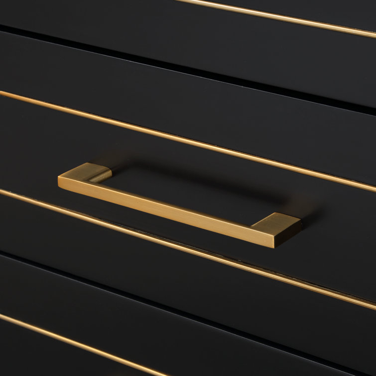 Midnight Black and White Quartz 48'' Bathroom Vanity with Brass Accents