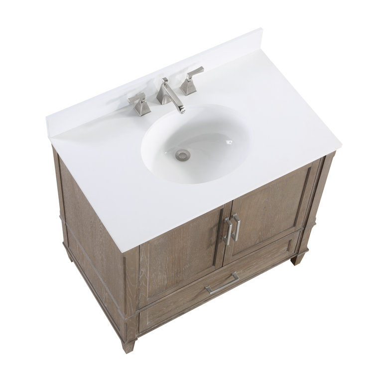 Montauk Pure White 36'' Single Bathroom Vanity with White Granite Top