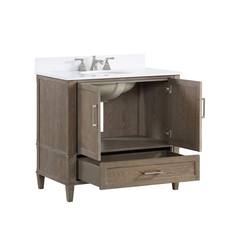 Montauk Pure White 36'' Single Bathroom Vanity with White Granite Top
