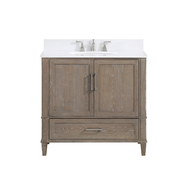 Montauk Pure White 36'' Single Bathroom Vanity with White Granite Top