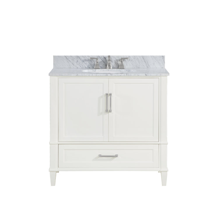 Montauk Pure White 36'' Single Bathroom Vanity with White Granite Top