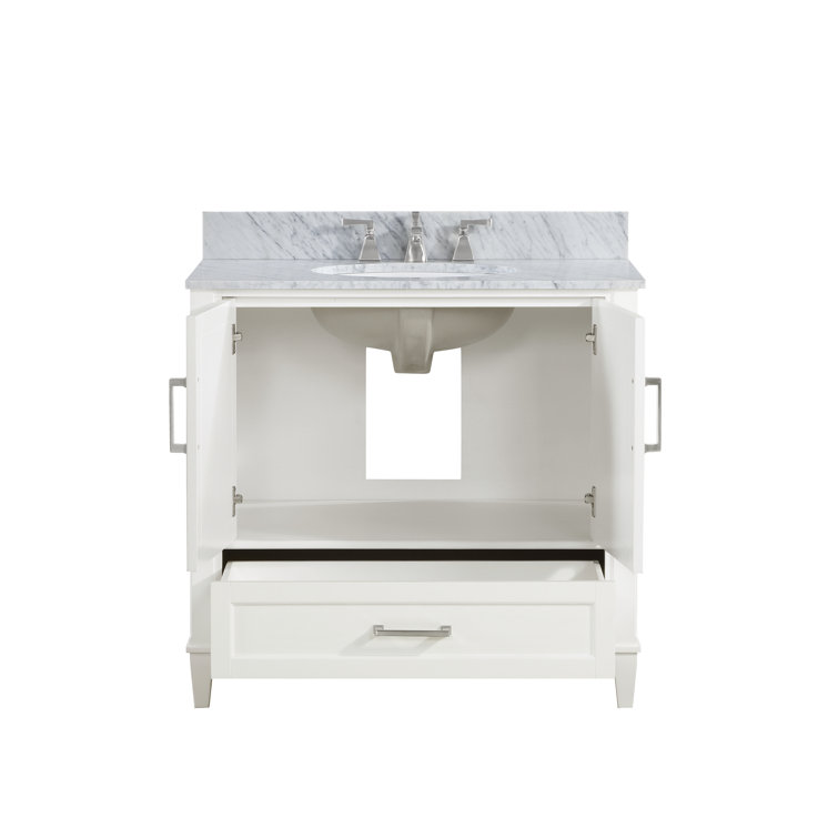 Montauk Pure White 36'' Single Bathroom Vanity with White Granite Top