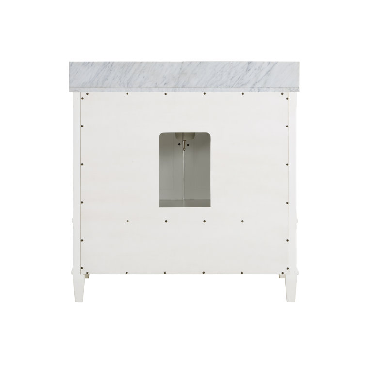 Montauk Pure White 36'' Single Bathroom Vanity with White Granite Top