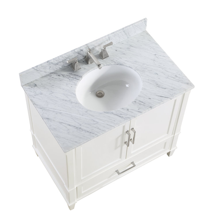 Montauk Pure White 36'' Single Bathroom Vanity with White Granite Top