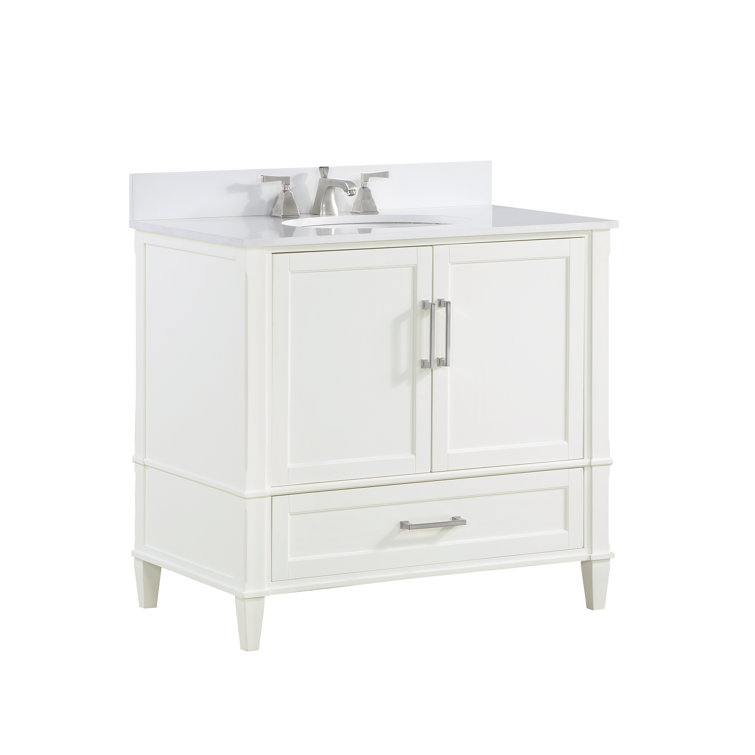 Montauk Pure White 36'' Single Bathroom Vanity with White Granite Top