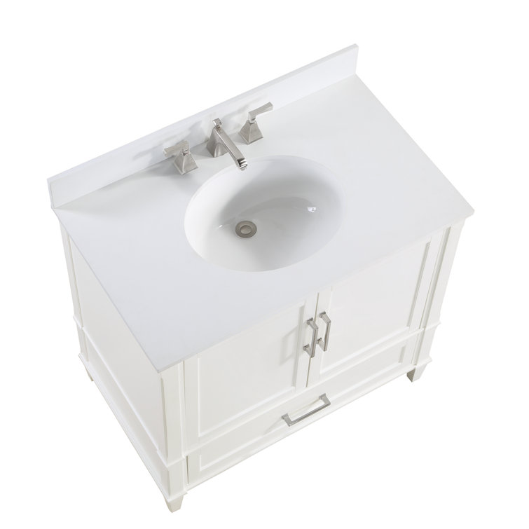 Montauk Pure White 36'' Single Bathroom Vanity with White Granite Top