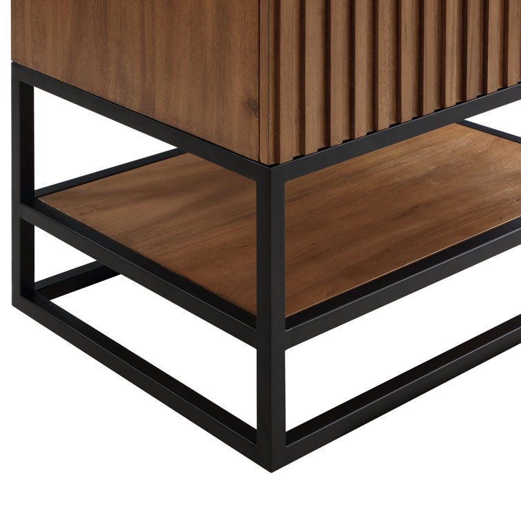 Terra Walnut and Matte Black Single Bathroom Vanity with Carrara Marble Top
