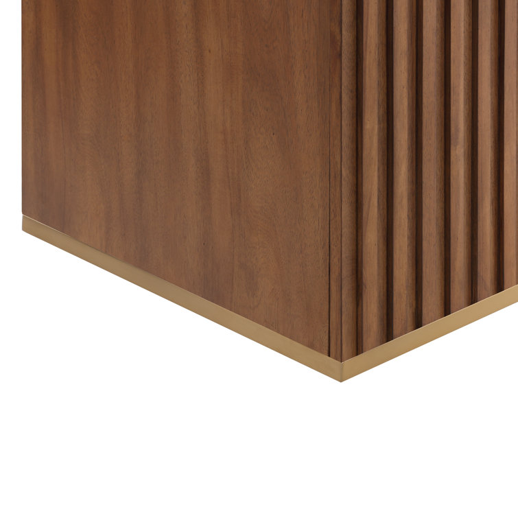 Terra 24'' Walnut Single Sink Vanity with Carrara Marble Top and Brass Accents