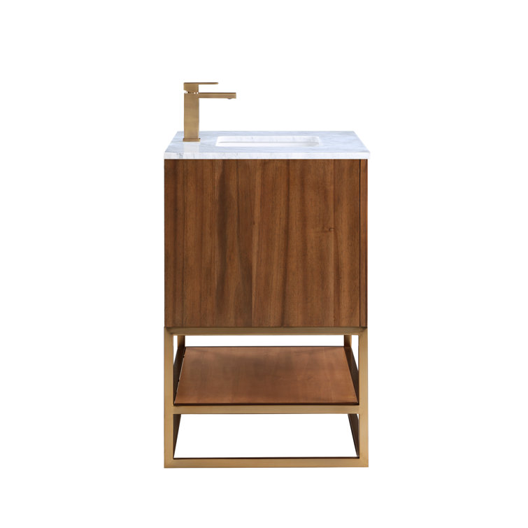 Terra Walnut 36'' Single Freestanding Bathroom Vanity with Matte Black Frame