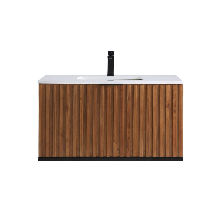 Terra 36'' Walnut and White Granite Single Bathroom Vanity