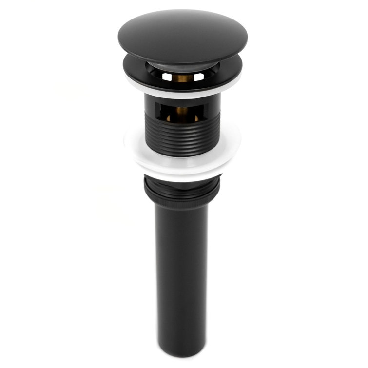 Matte Black Brass Pop-Up Drain Assembly with Overflow