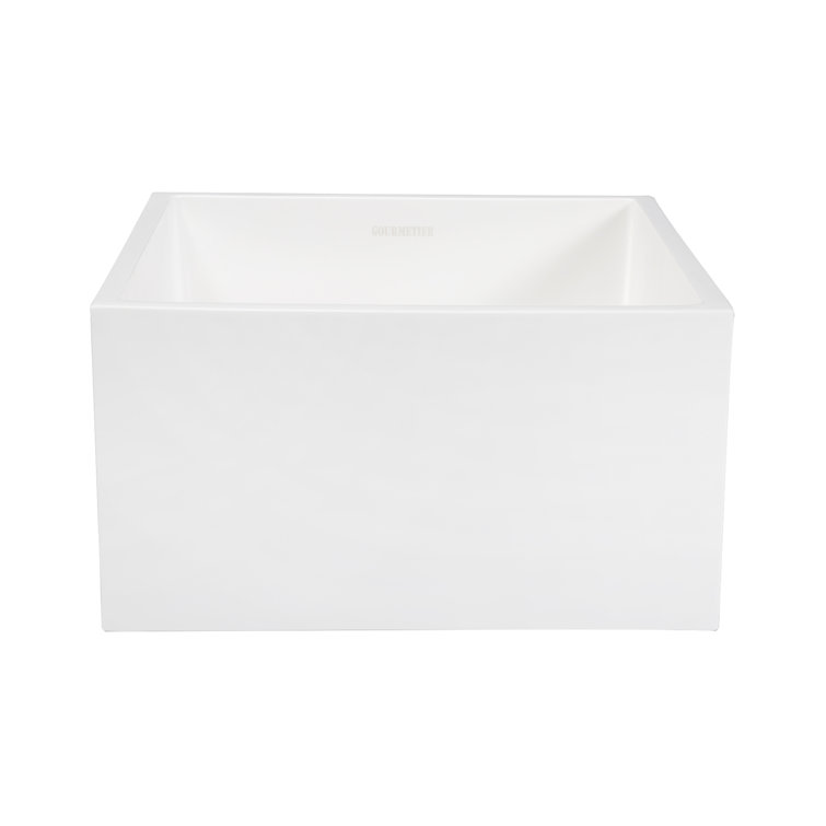 Arcticstone Matte White Solid Surface 15-Inch Square Bar Sink
