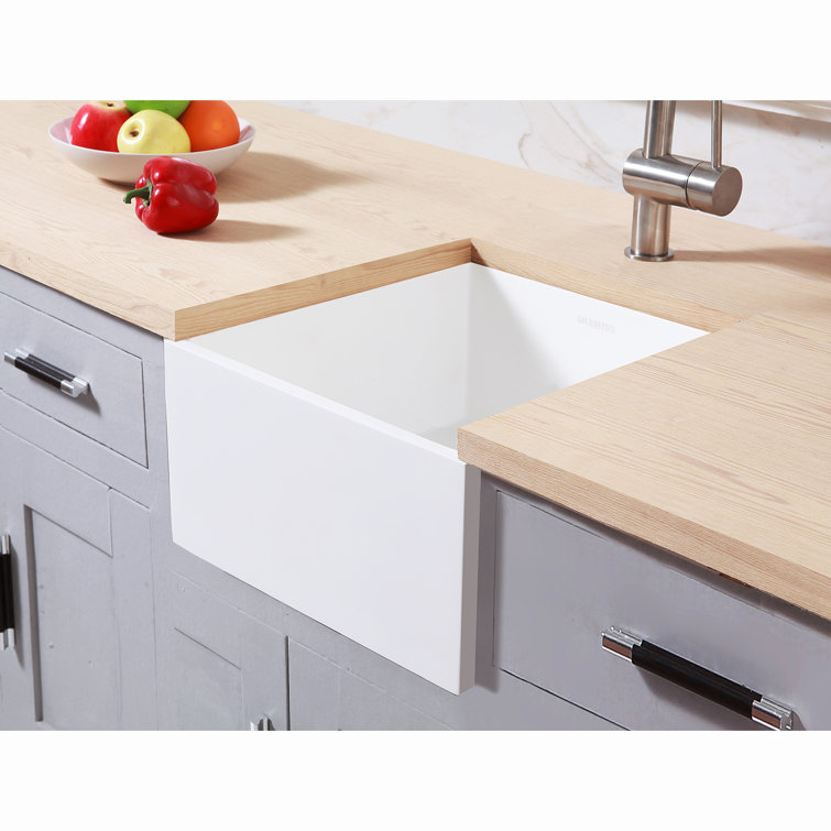 Arcticstone Matte White Solid Surface 15-Inch Square Bar Sink