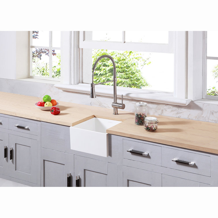 Arcticstone Matte White Solid Surface 15-Inch Square Bar Sink